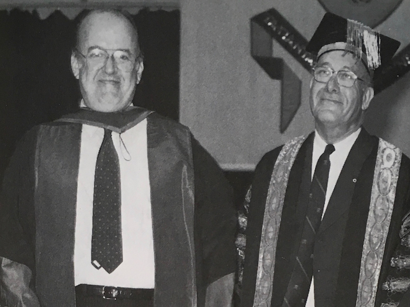 Robert Fulford and Allan Leaf in academic robes